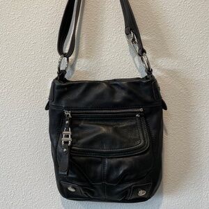B Makowsky Genuine Leather, Black Crossbody Purse